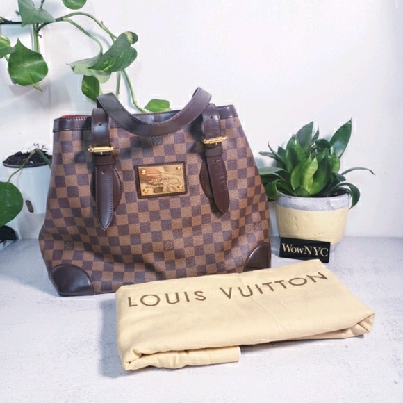 Very Good! LOUIS VUITTON Damier Hampstead MM Med - Picture 7 of 16